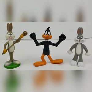 Looney Tunes Vintage Bugs Bunny Daffy  Cake Toppers Plastic PVC Figures Lot of 3
